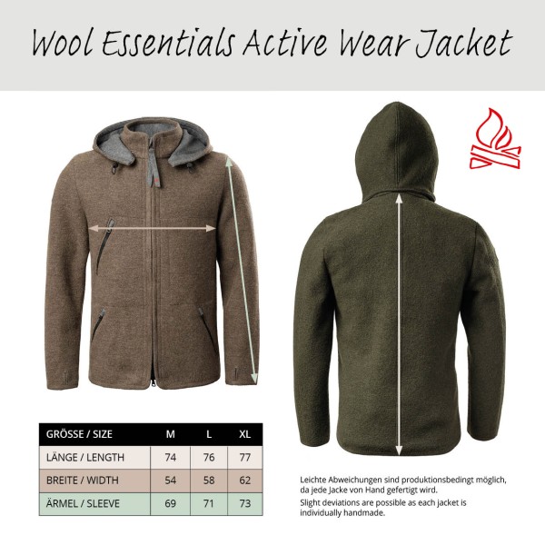 Wool Essentials Active Wear Jacket (Olive Green)